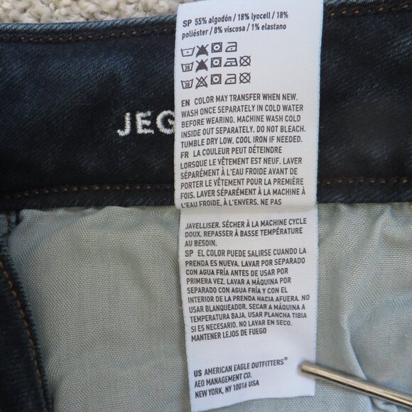 AE Womens Ripped High-Waisted Jegging cropped Jean Size 2 Blue Aeo Denim stretch - Picture 8 of 10